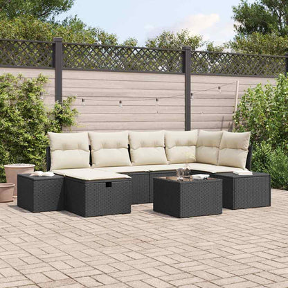 Set Divano da Giardino con cuscino 7 pcs Nero polyrattan - homemem39