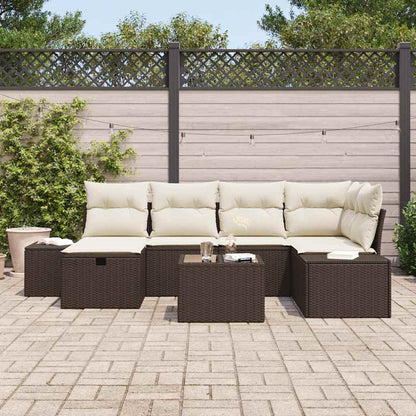 Set Divano da Giardino con cuscino 7 pcs Marrone polyrattan - homemem39
