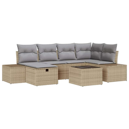 Set Divano da Giardino con cuscino 7 pcs Beige polyrattan - homemem39