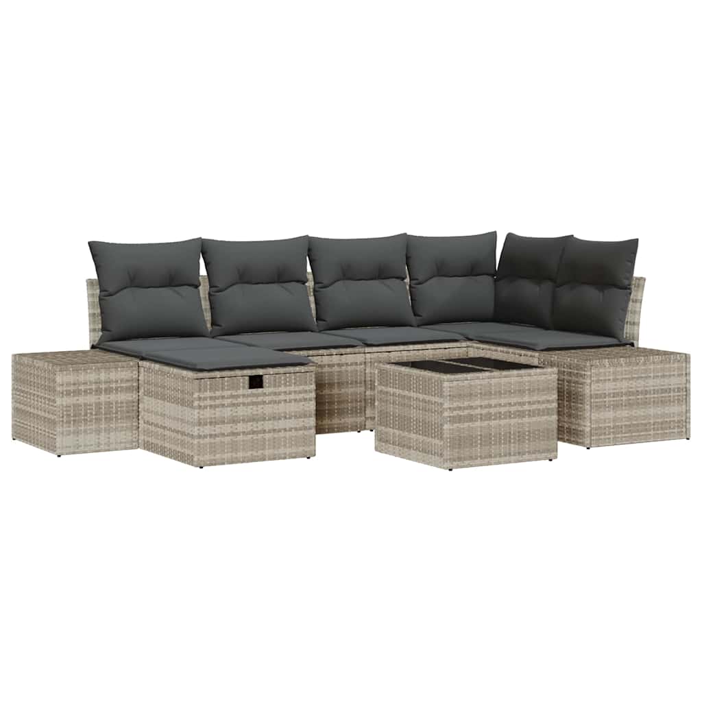 Set Divano da Giardino 7 pcs Grigio chiaro polyrattan - homemem39