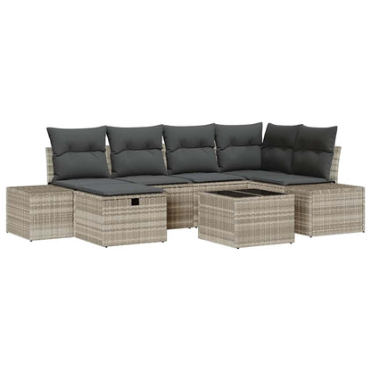 Set Divano da Giardino 7 pcs Grigio chiaro polyrattan - homemem39