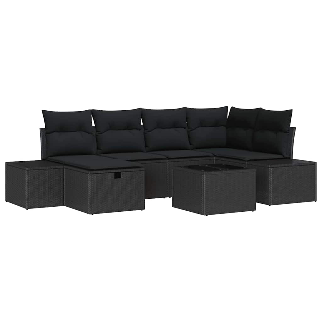 Set Divano da Giardino 7 pz Nero polyrattan | homemem39