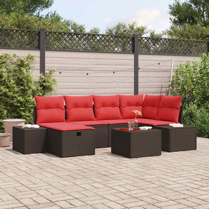 Set Divano da Giardino con cuscino 7 pcs Marrone polyrattan | homemem39