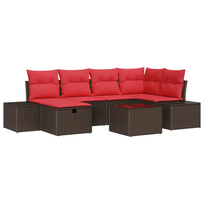 Set Divano da Giardino con cuscino 7 pcs Marrone polyrattan | homemem39