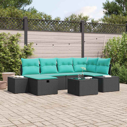 Set Divano da Giardino 7 pz Nero polyrattan | homemem39