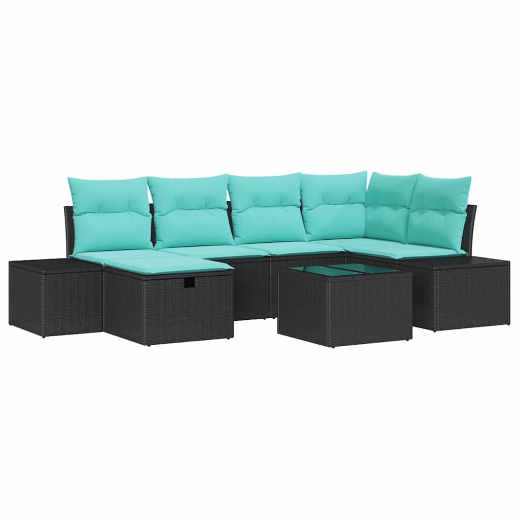 Set Divano da Giardino 7 pz Nero polyrattan | homemem39
