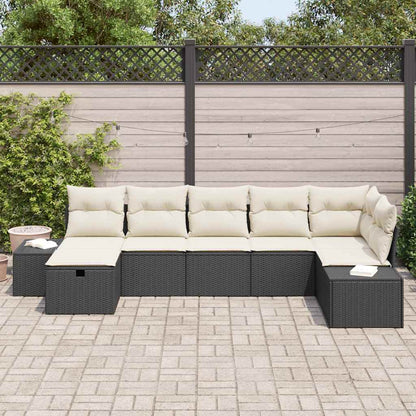 Set Divano da Giardino con cuscino 7 pcs Nero polyrattan - homemem39