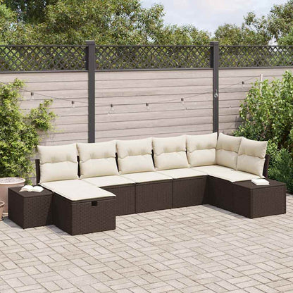 Set Divano da Giardino con cuscino 7 pcs Marrone polyrattan - homemem39