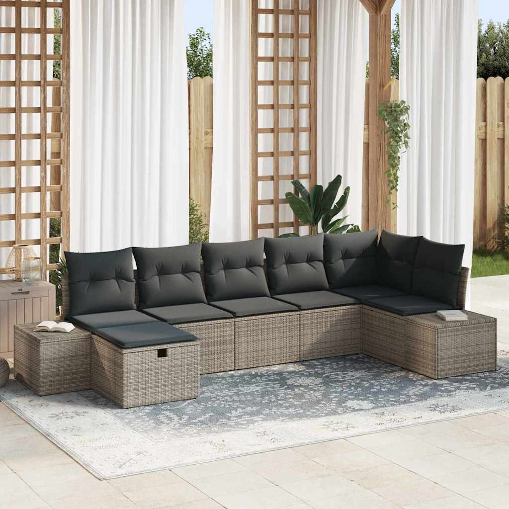 Set Divano da Giardino 7 pz Grigio polyrattan | homemem39