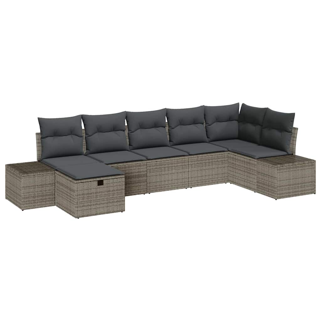 Set Divano da Giardino 7 pz Grigio polyrattan | homemem39