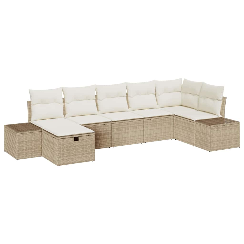 Set Divano da Giardino con cuscino 7 pcs Beige polyrattan - homemem39