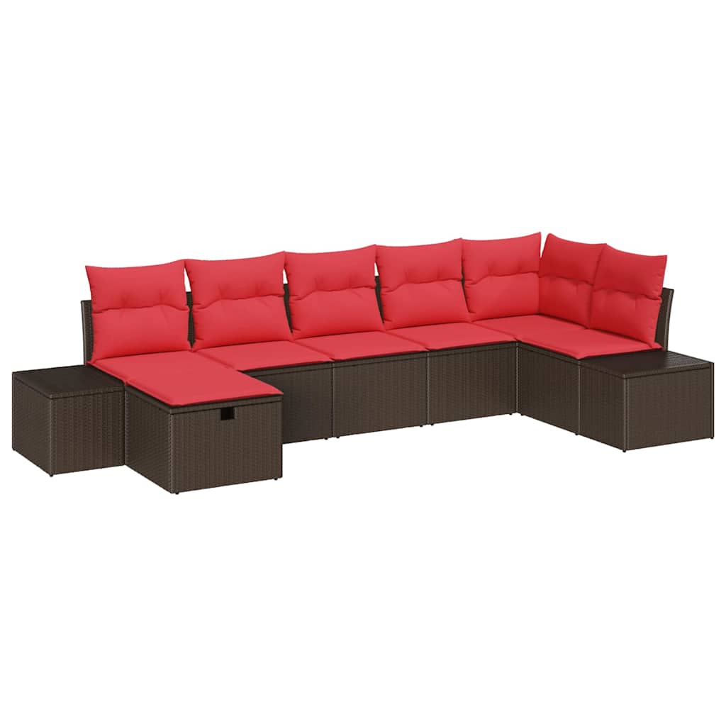 Set Divano da Giardino con cuscino 7 pcs Marrone polyrattan | homemem39