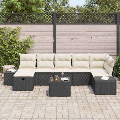 Set Divano da Giardino con cuscino 8 pcs Nero polyrattan - homemem39