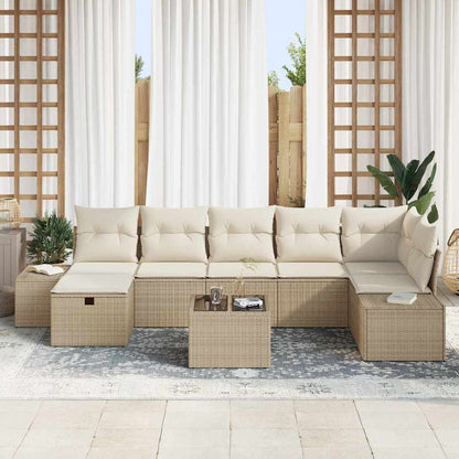 Set Divano da Giardino con cuscino 8 pcs Beige polyrattan - homemem39