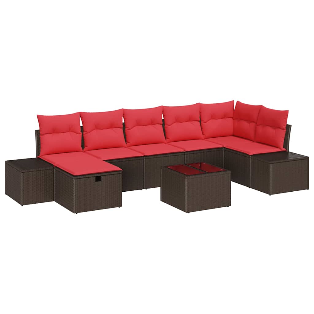 Set Divano da Giardino con cuscino 8 pcs Marrone polyrattan | homemem39