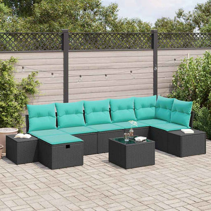 Set Divano da Giardino 8 pz Nero polyrattan | homemem39