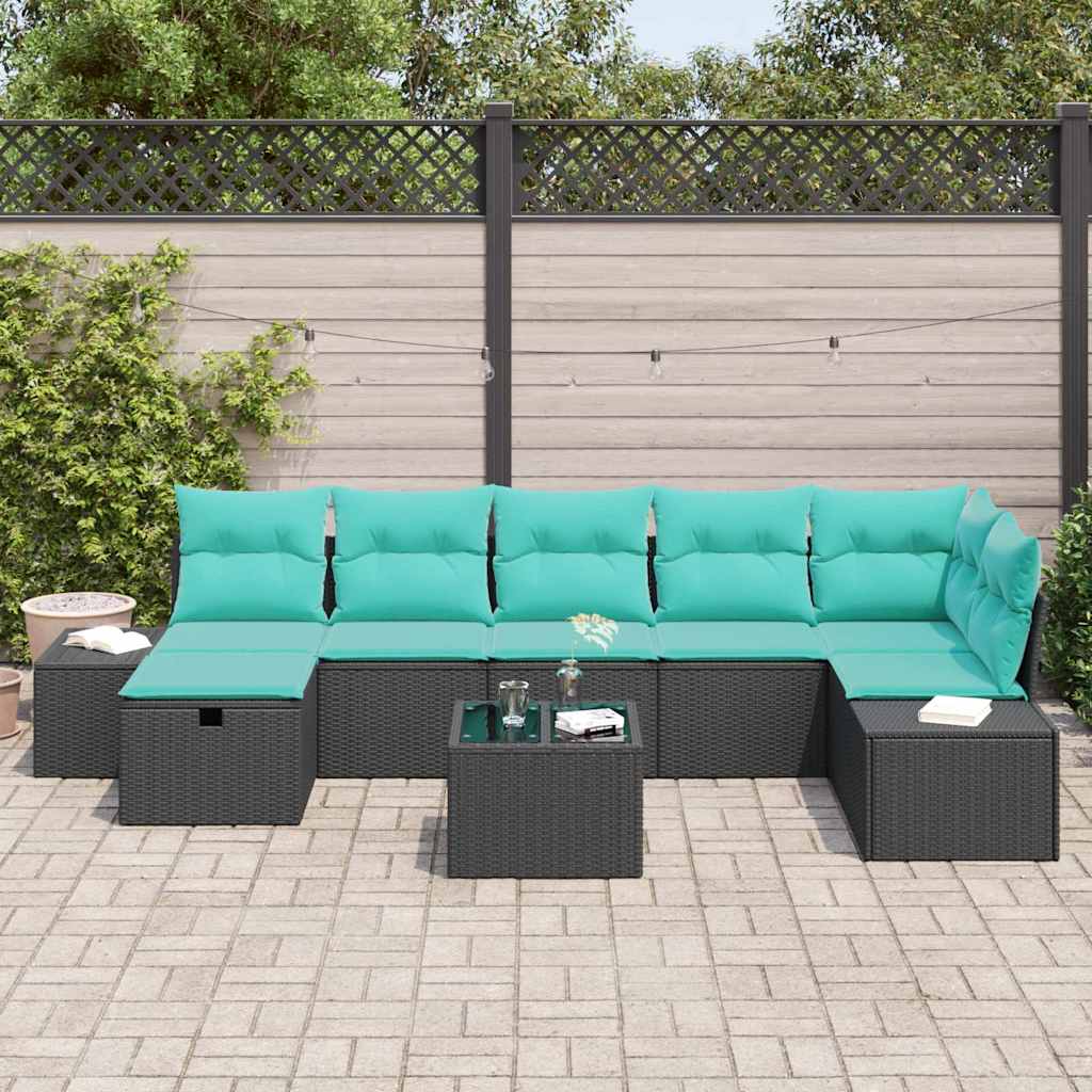 Set Divano da Giardino 8 pz Nero polyrattan | homemem39