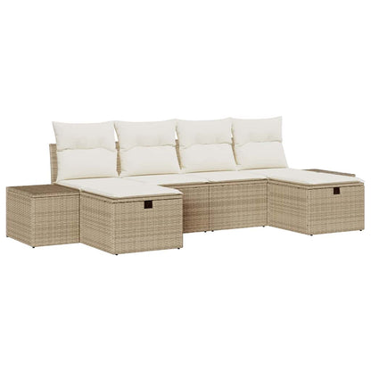 Set Divano da Giardino con cuscino 6 pcs Beige polyrattan - homemem39