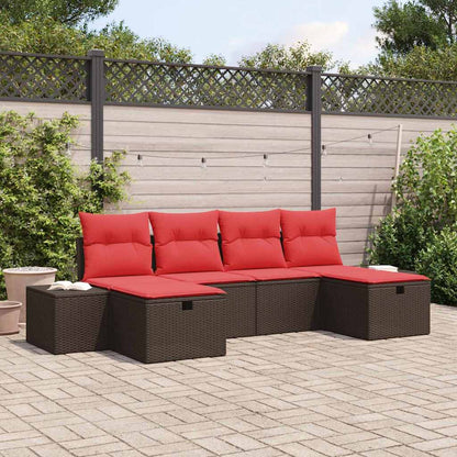 Set Divano da Giardino con cuscino 6 pcs Marrone polyrattan | homemem39