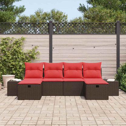Set Divano da Giardino con cuscino 6 pcs Marrone polyrattan | homemem39