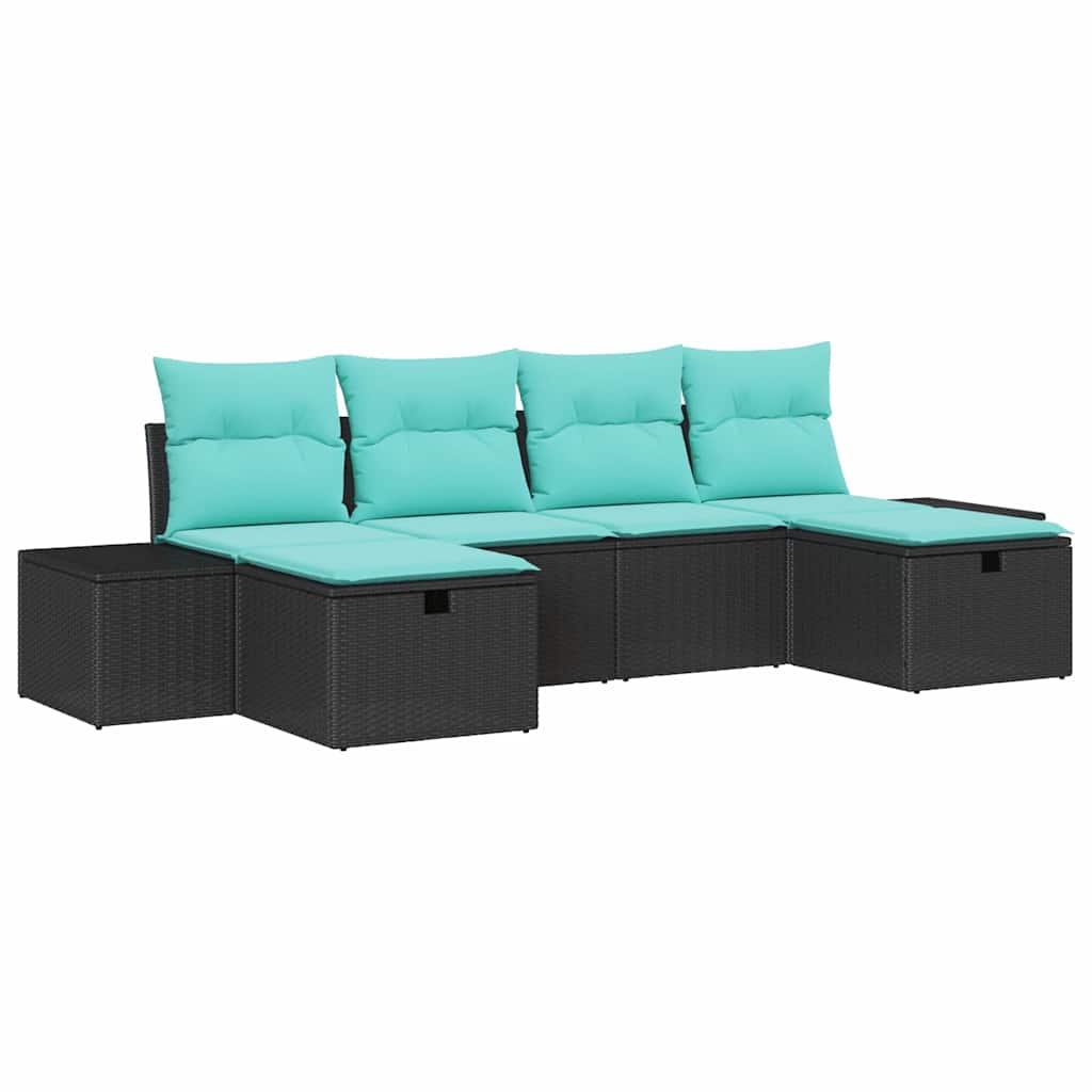 Set Divano da Giardino 6 pz Nero polyrattan | homemem39