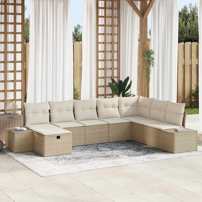 Set Divano da Giardino con cuscino 8 pcs Beige polyrattan - homemem39