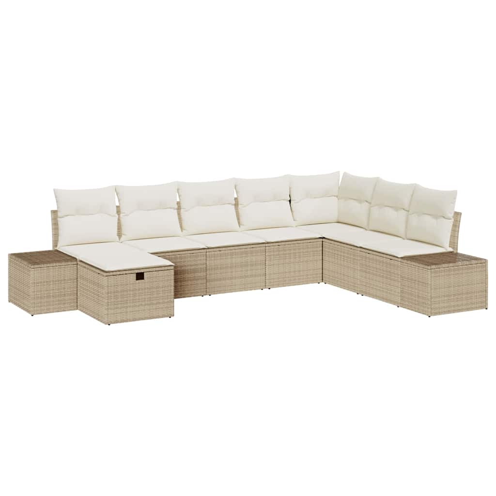 Set Divano da Giardino con cuscino 8 pcs Beige polyrattan - homemem39