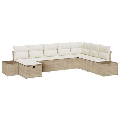 Set Divano da Giardino con cuscino 8 pcs Beige polyrattan - homemem39
