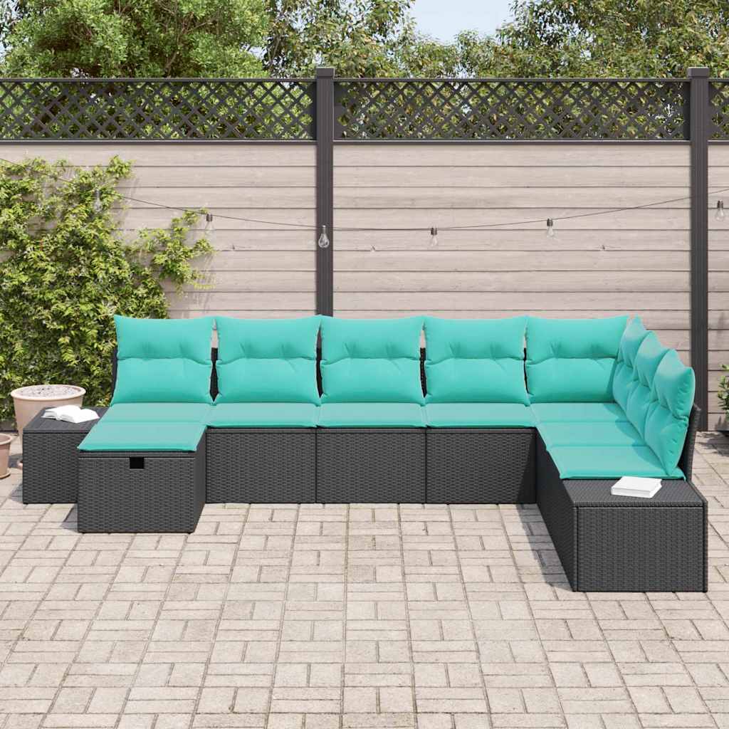 Set Divano da Giardino 8 pz Nero polyrattan | homemem39