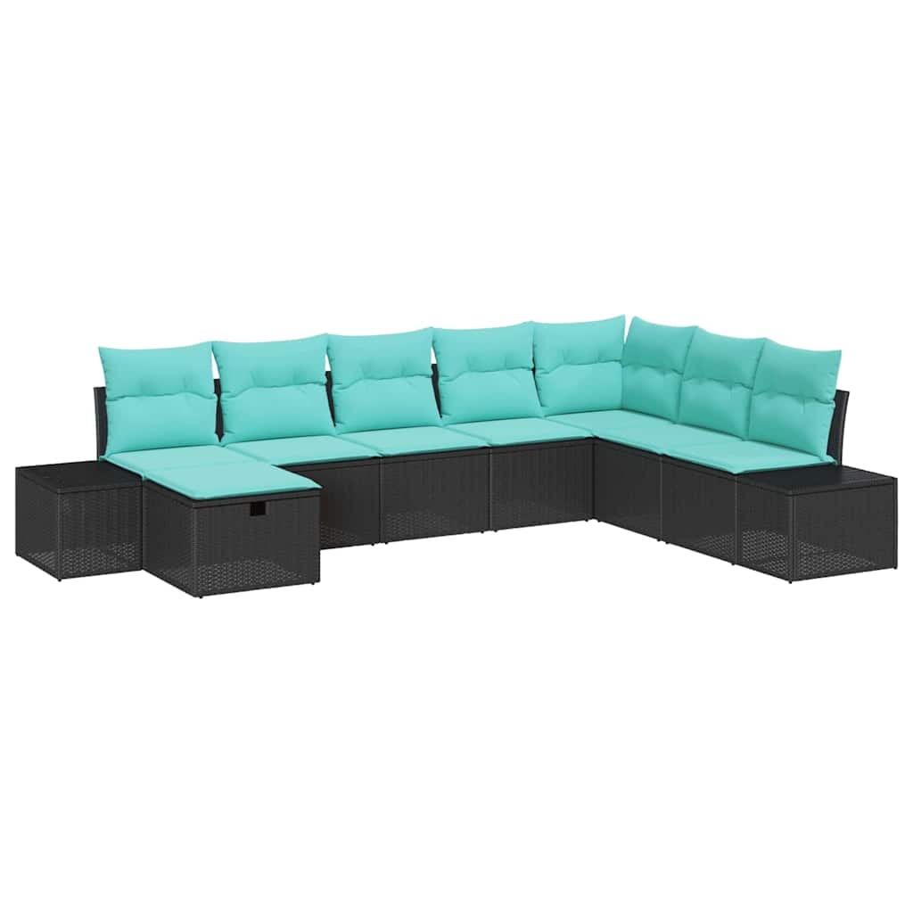 Set Divano da Giardino 8 pz Nero polyrattan | homemem39