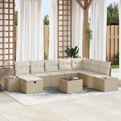 Set Divano da Giardino con cuscino 9 pcs Beige polyrattan - homemem39