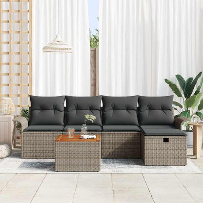 Set Divano da Giardino 6 pz Grigio polyrattan | homemem39