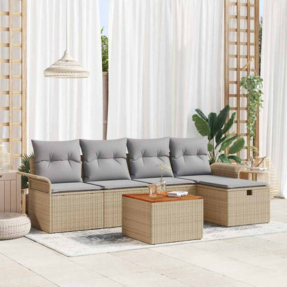 Set Divano da Giardino 6 pcs Beige Poly Rattan - homemem39