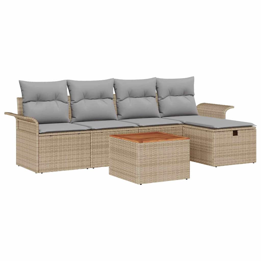 Set Divano da Giardino 6 pcs Beige Poly Rattan - homemem39