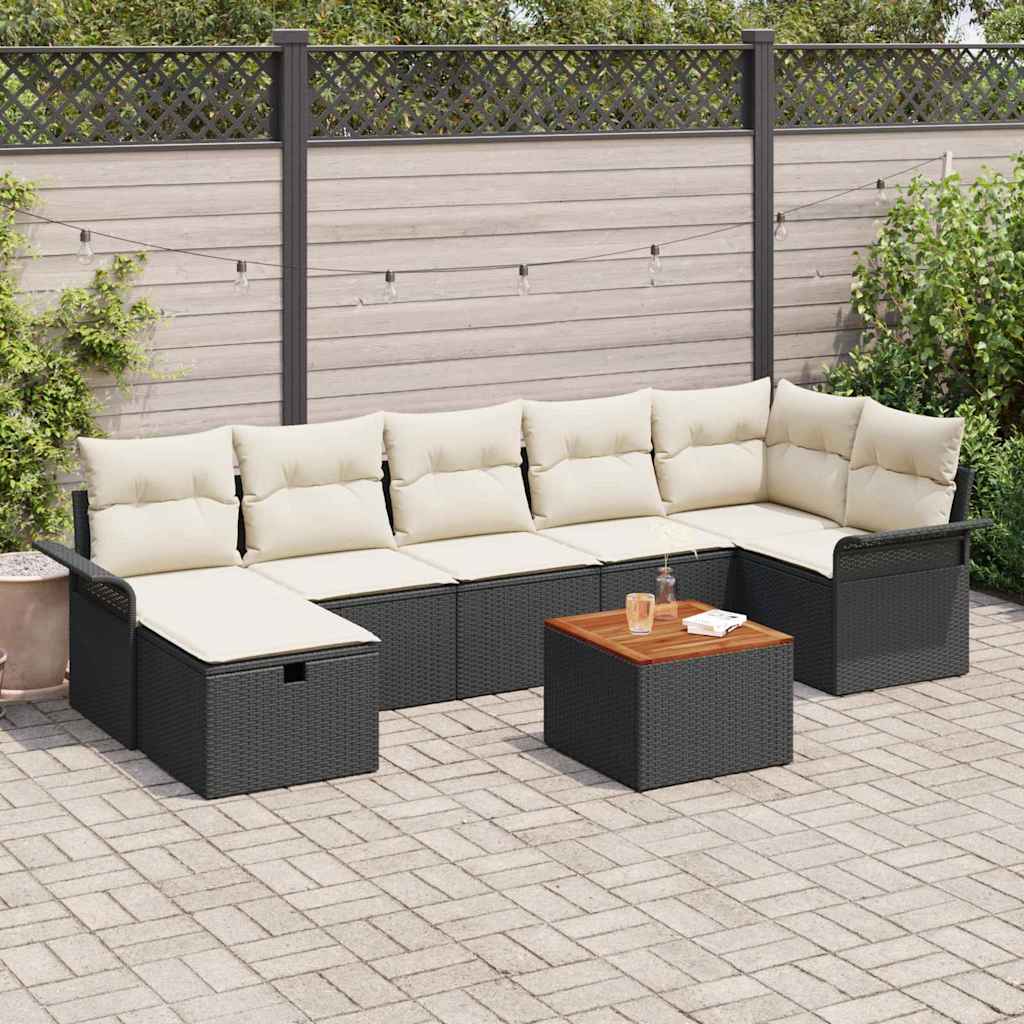 Set Divano da Giardino 8 pcs Nero polyrattan - homemem39