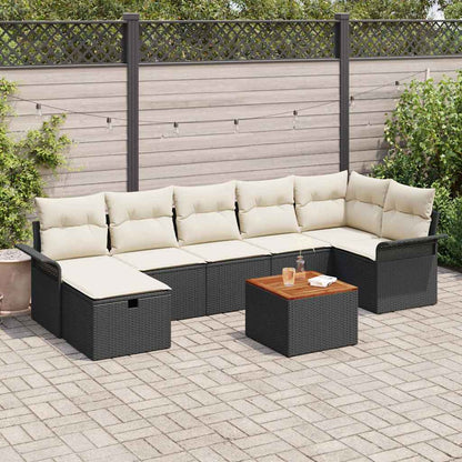 Set Divano da Giardino 8 pcs Nero polyrattan - homemem39