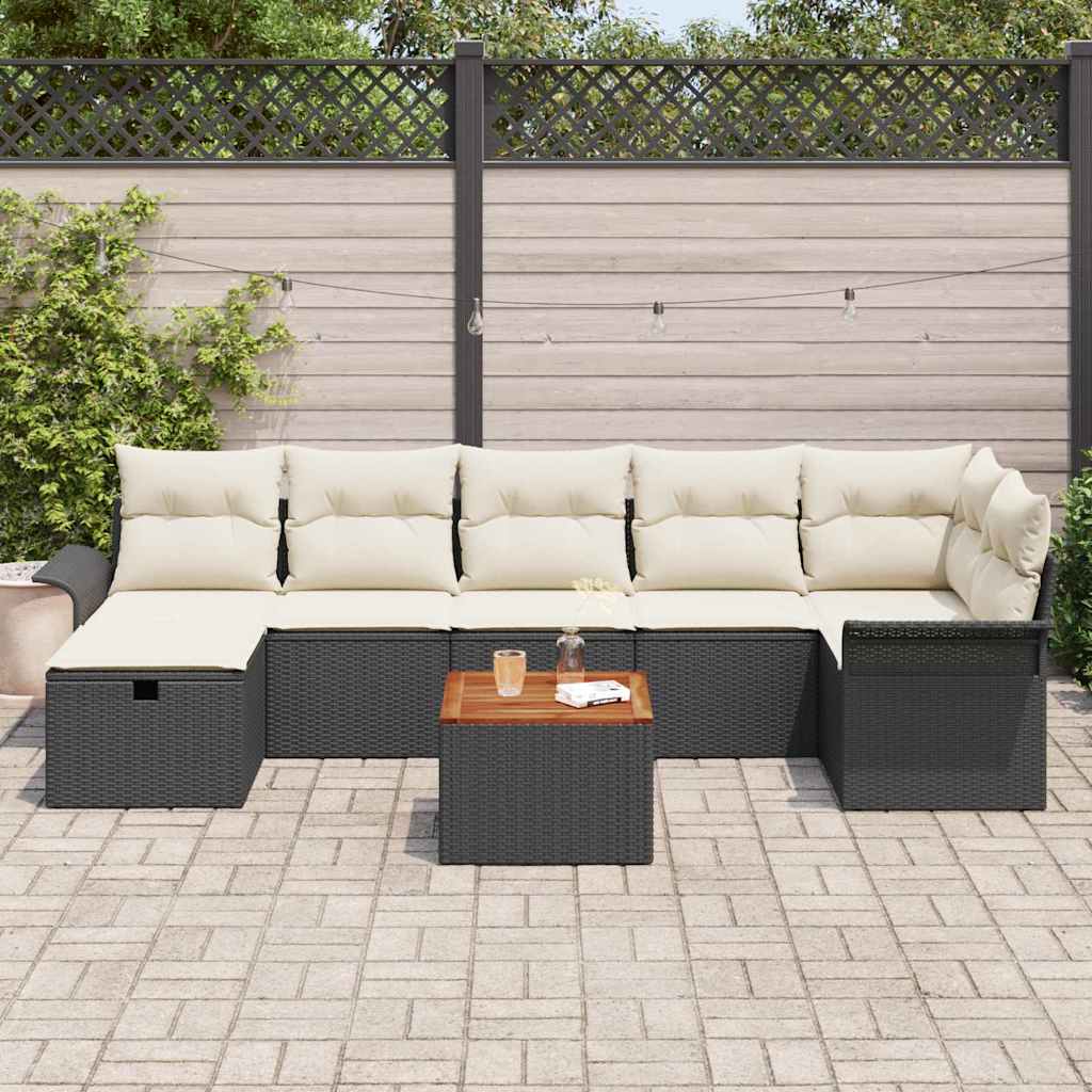 Set Divano da Giardino 8 pcs Nero polyrattan - homemem39