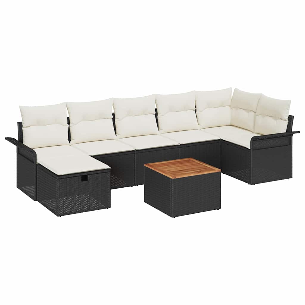 Set Divano da Giardino 8 pcs Nero polyrattan - homemem39