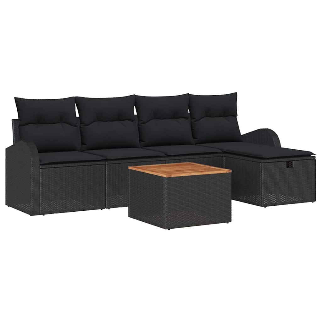 Set Divano da Giardino 6 pz Nero polyrattan | homemem39