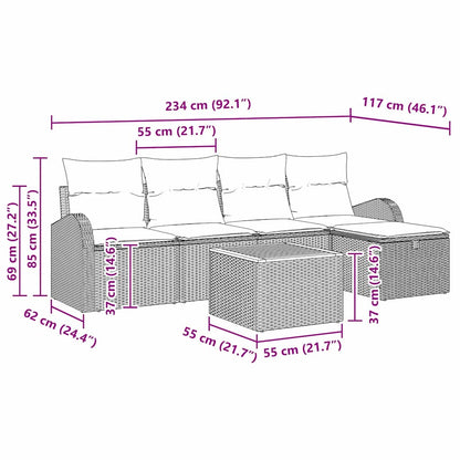 Set Divano da Giardino 6 pz Nero polyrattan | homemem39