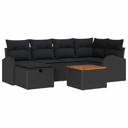 Set Divano da Giardino 7 pz Nero polyrattan | homemem39