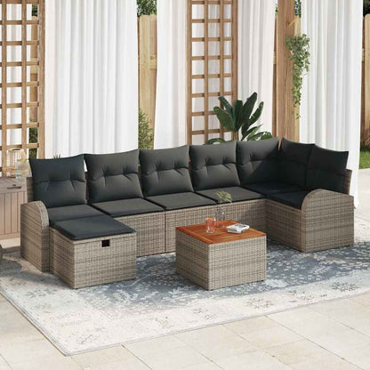 Set Divano da Giardino 8 pz Grigio polyrattan | homemem39