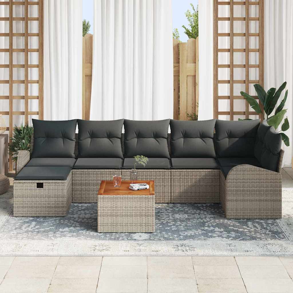 Set Divano da Giardino 8 pz Grigio polyrattan | homemem39