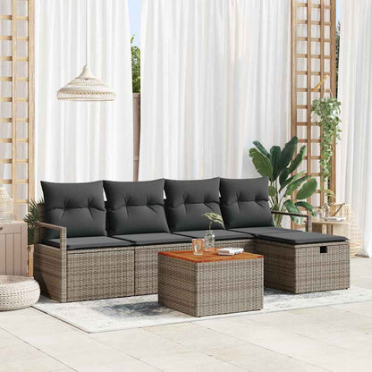 Set Divano da Giardino 6 pz Grigio polyrattan | homemem39