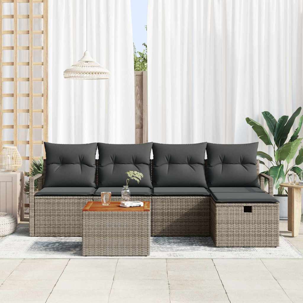 Set Divano da Giardino 6 pz Grigio polyrattan | homemem39