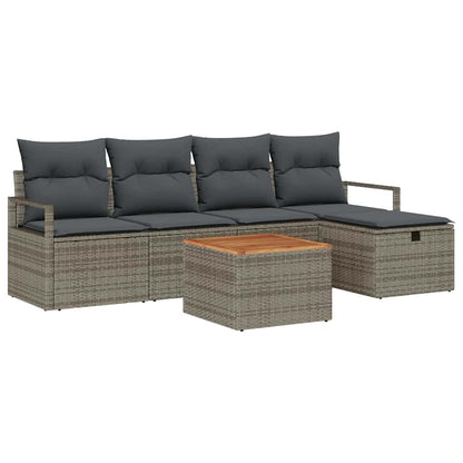 Set Divano da Giardino 6 pz Grigio polyrattan | homemem39