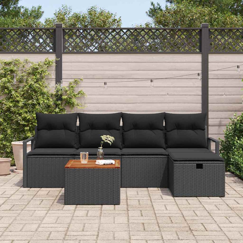 Set Divano da Giardino 6 pz Nero polyrattan | homemem39