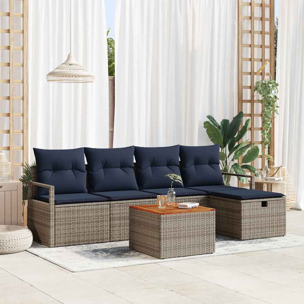 Set Divano da Giardino con cuscino 6 pcs Grigio polyrattan | homemem39