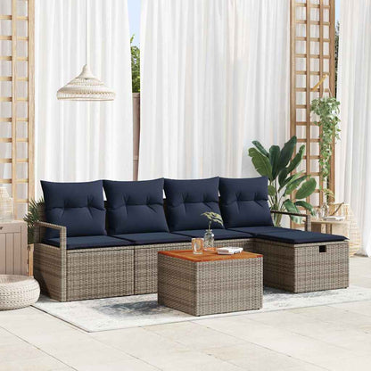 Set Divano da Giardino con cuscino 6 pcs Grigio polyrattan