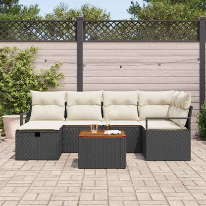 Set Divano da Giardino con cuscino 7 pcs Nero Poly Rattan - homemem39
